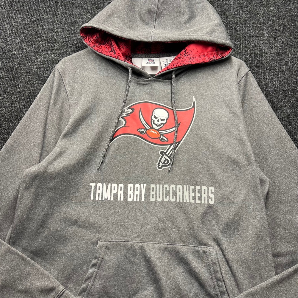 NFL Team Apparel Zubaz Tampa Bay Buccaneers Gray Hoodie Sweatshirt Mens Medium